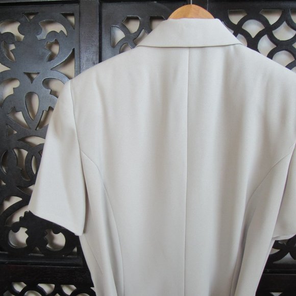 VINTAGE 90s DESIGNER FASHION BELTED ZIP TOP SUIT BLAZER Tortoise Accents Size-12 - Picture 10 of 12